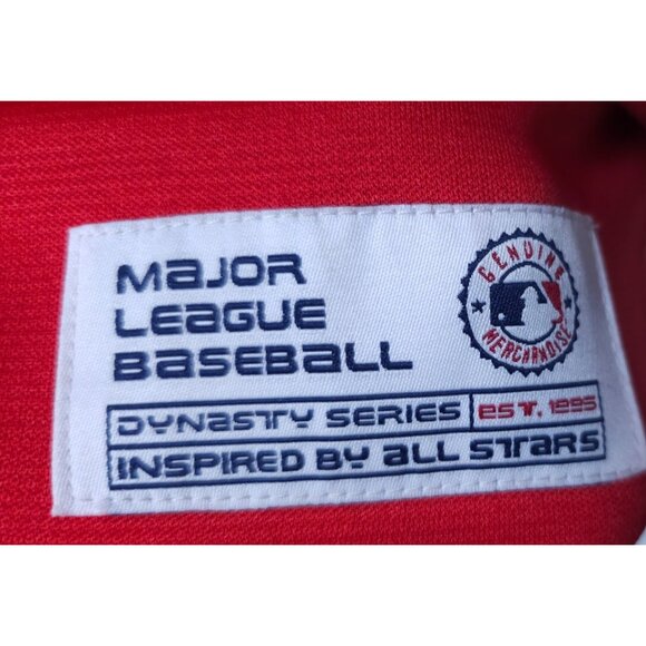 Vtg St Louis Cardinals Dynasty Series XL Red Blue Grey Button Spellout Jersey - Picture 5 of 11